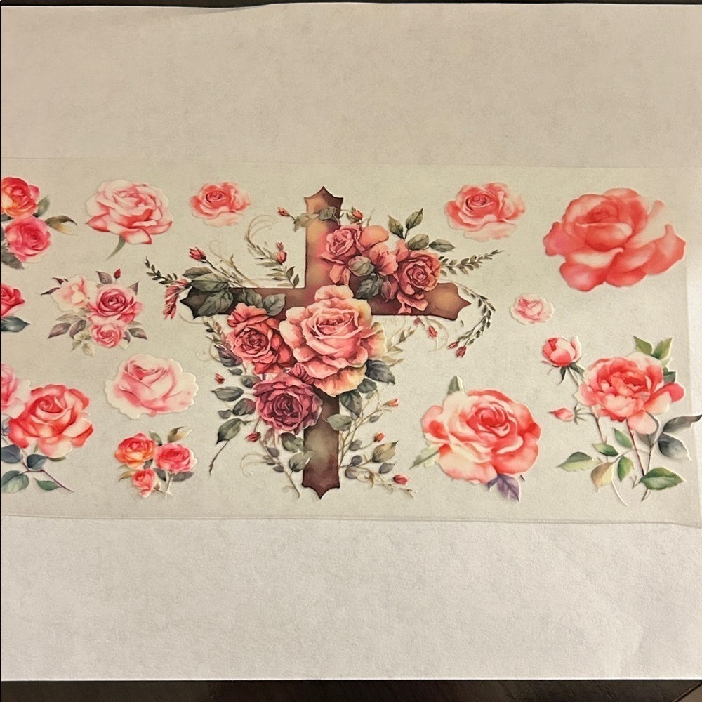 Cross Roses Cup Decal - Picture 2 of 2